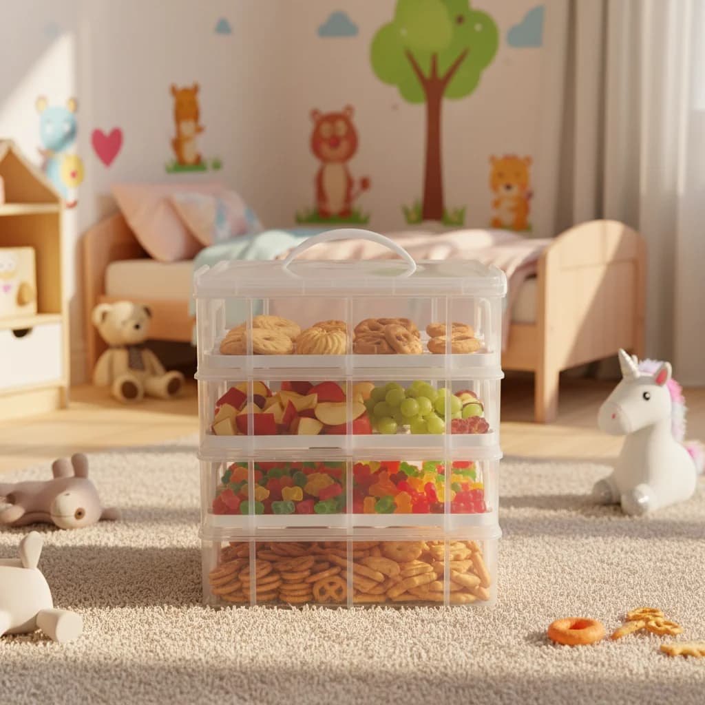 Scatola Trasparente per Cupcake a 48 Scomparti e 4 Livelli con Manico, Contenitore per Cupcake in PP, Porta Cupcake Riutilizzabile e Impilabile
