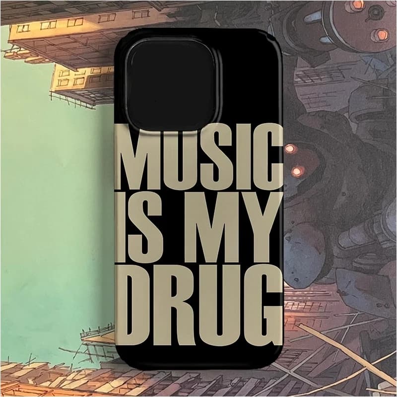 Cover for iPhone 16 15 14 13 12 11 Pro Max 7 8 Plus XS XR with Custom Artistic Design and Trendy in English Theme Music and Love