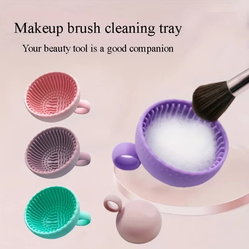 Facial Makeup Bowl Silicone Powder Puff Cleaning Bowl Makeup Brush Bowl Washing Soft Mat Beauty Tools Scrubber Box Cleaning Tool