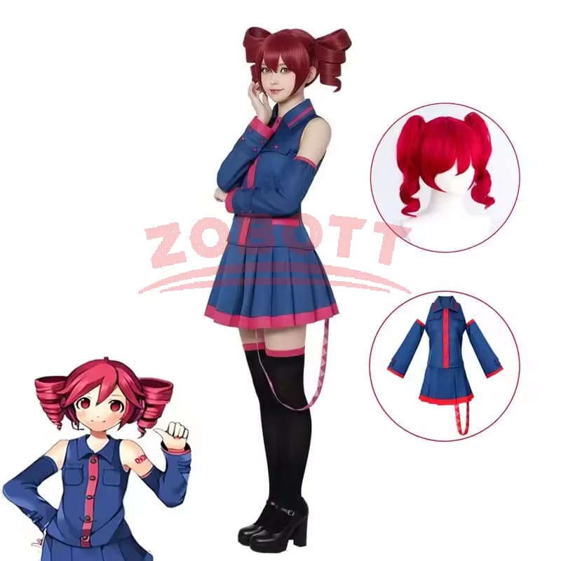 Costume Cosplay Kasane Teto Anime Miku Vtuber Top+Gonna Uniforme per Carnevale Halloween Festa Cosplay Abito da Spettacolo per Donne