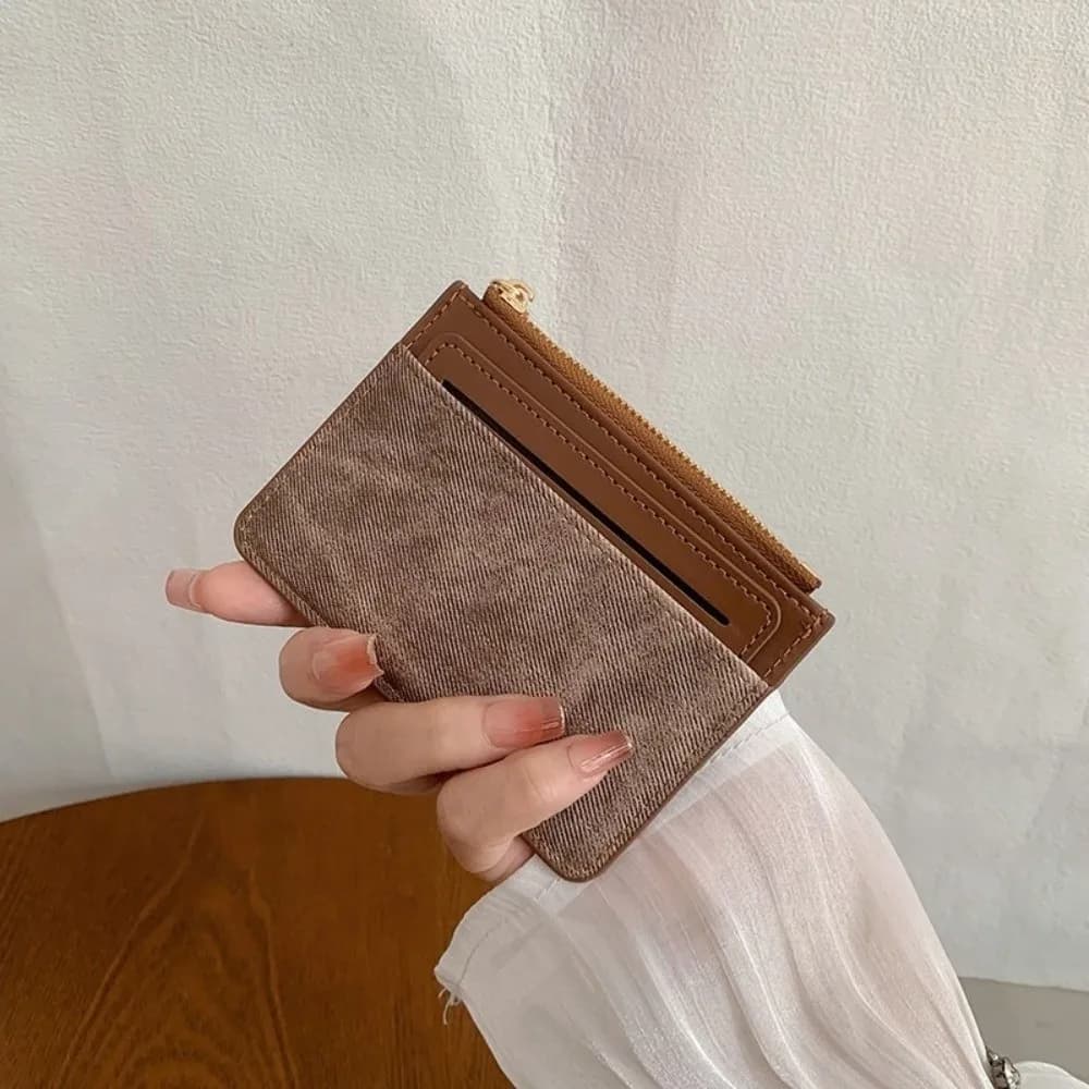 Soft PU Leather Woman Wallet Thin Zipper Short Card Bag Multi-functional Storage Cartoon Card Holder Travel