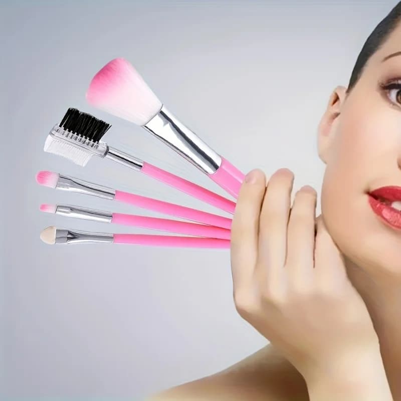 Set di pennelli da 5 pezzi per strumenti per il trucco, inclusi pennelli per ombretto, pennelli per sopracciglia e pennelli per fard