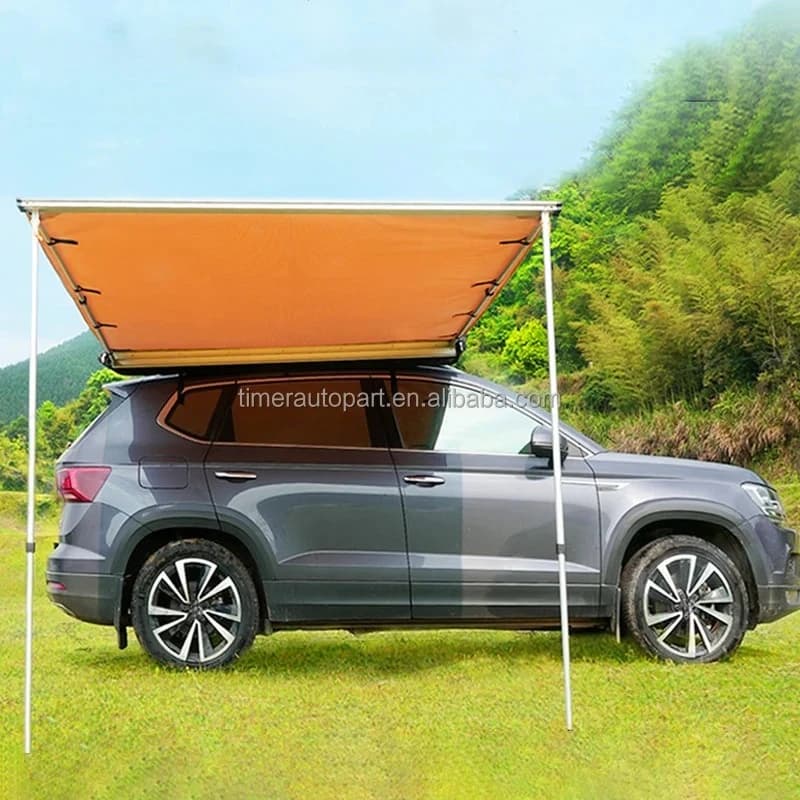 Tenda Laterale per Auto con Logo Personalizzato, Tettoia Parasole e Antipioggia per Campeggio, Installazione su Furgone, Estensione Laterale