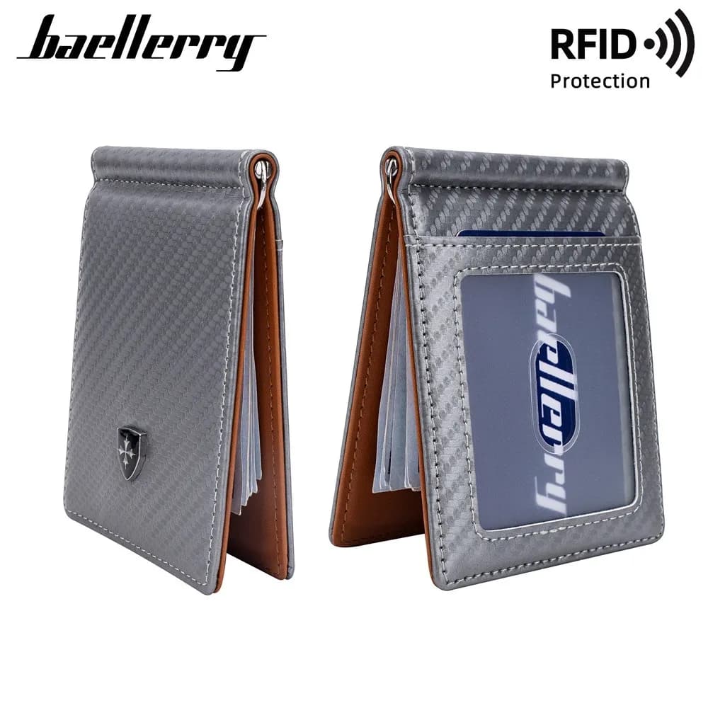 Portafoglio RFID da uomo Baellerry in fibra di carbonio, porta biglietti da visita ultra sottile con antid smagnetizzazione