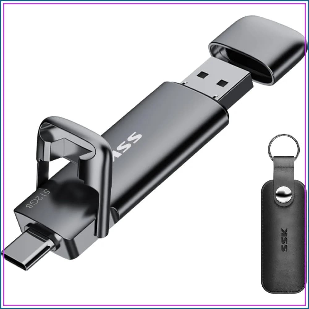 512GB USB C Flash Drive, Up to 550MB/s, 2-in-1 Type C + USB A, Solid State Thumb Drive for iPhone 15/PS5/Android/Windows/Mac