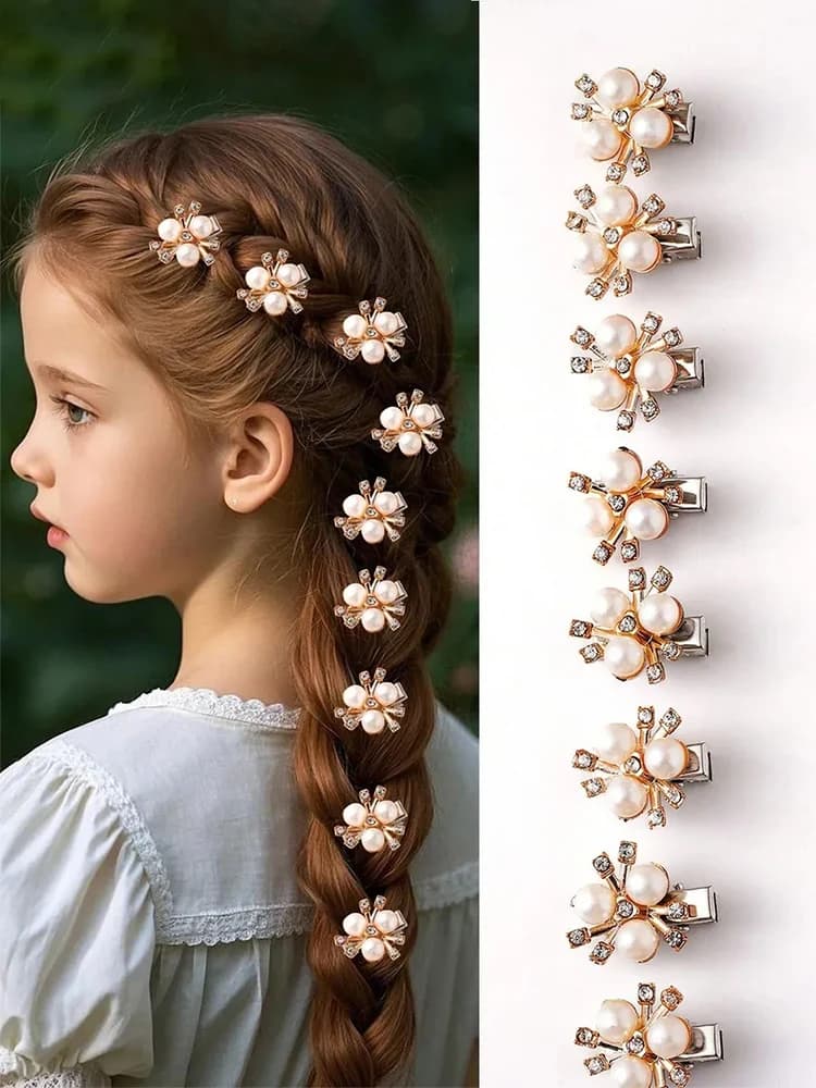 50 Pezzi Fermagli per Capelli a Forma di Principessa Cartone Animato per Bambine, Accessori con Perle e Fiori, Mollette e Fermagli per Capelli per Bambini