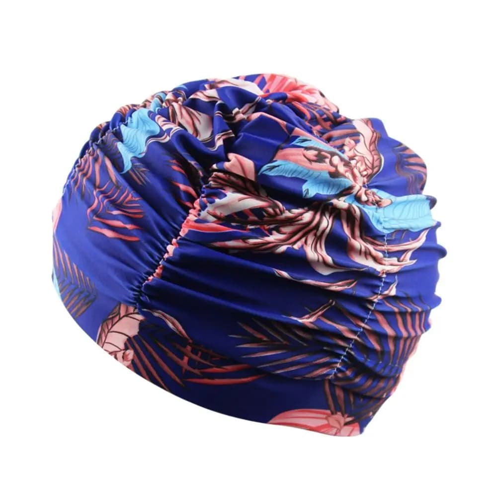 Printed Fabric Oversized Swimming Cap Breathable Long Hair Hot Spring Swimming Cap Quick Drying Lightweight Bathing Cap Bathe