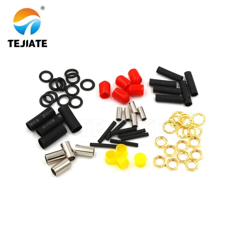 50 pcs SMA female head male nut gasket spring piece pressure tube stopper waterproof ring thermoretractable tube accessories SMA