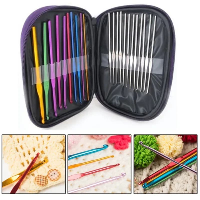 22 pz dimensioni uncinetti aghi Kit punti lavoro a maglia custodia Crochet Agulha Pins Set strumenti di tessitura strumenti di cucito