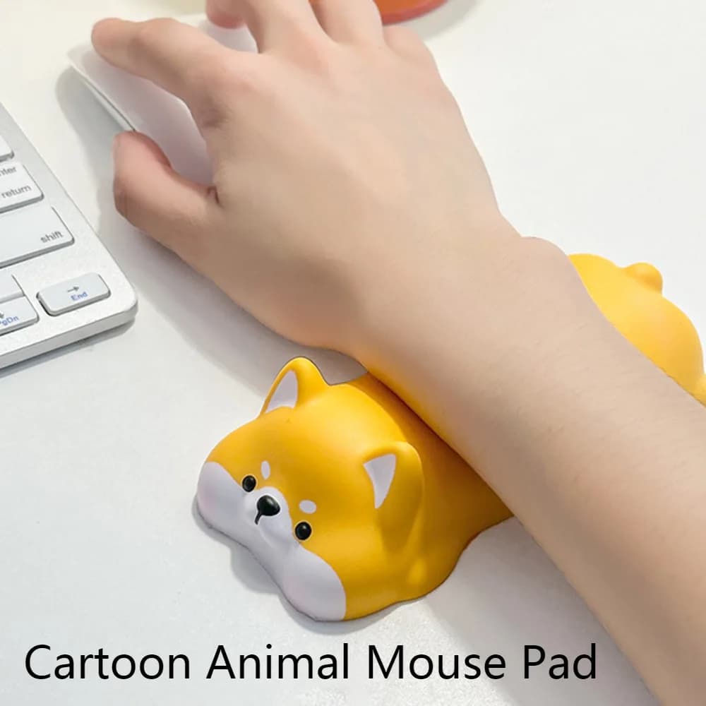 Tappetino per mouse con animali simpatico cartone animato, tappetino da polso in cotone con memoria di decompressione, supporto per bracciolo, scrivania per computer portatile, tappetino per mouse, cuscino per le mani