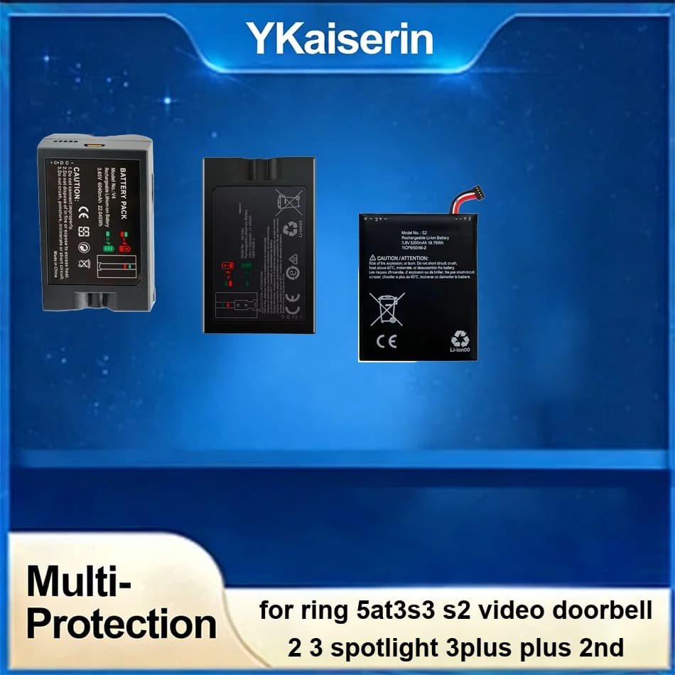 Batteria a lunga durata V4 5200-6040mAh per Ring 5at3s3 S2 Video Doorbell 2 3 Spotlight 3PLUS Plus 2ND