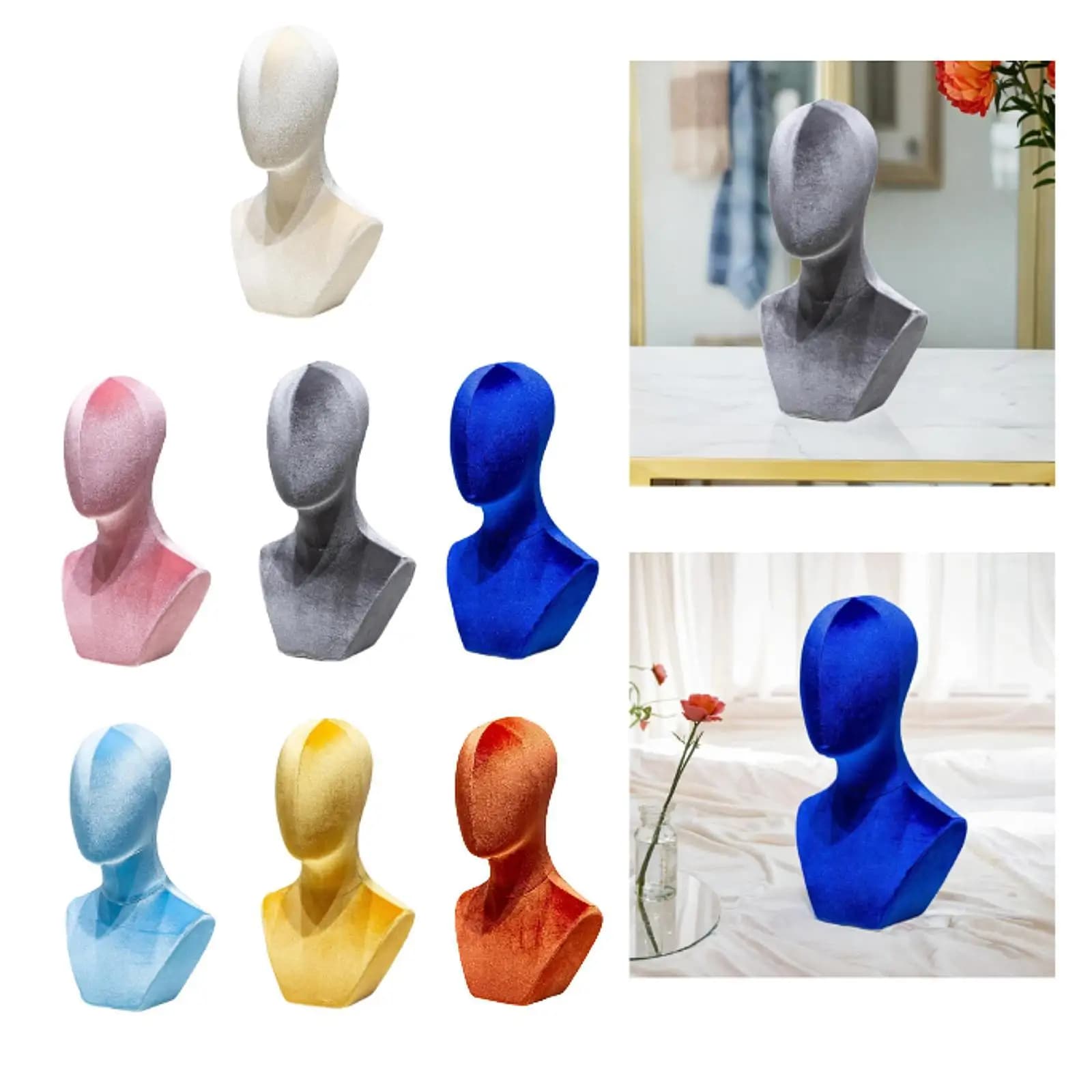 Testa per parrucca Testa di manichino Supporto per espositore per parrucca multiuso Espositore per cappello per copricapo Fascia per cuffie Occhiali Casa