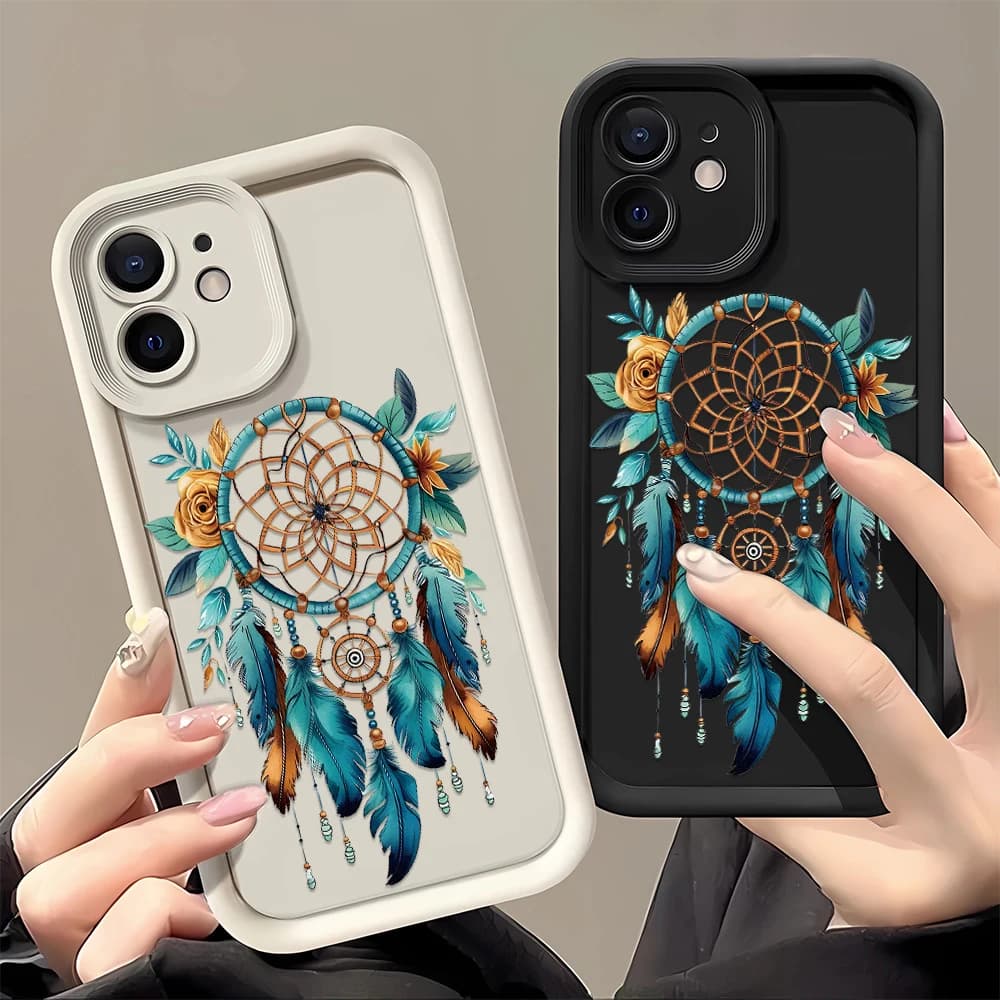 Teal & Rust Dreamcatcher TPU Soft Silicone Case for iPhone 18 Pro Max 11 12 13 14 15 16 17 Anti Fall Phone Case