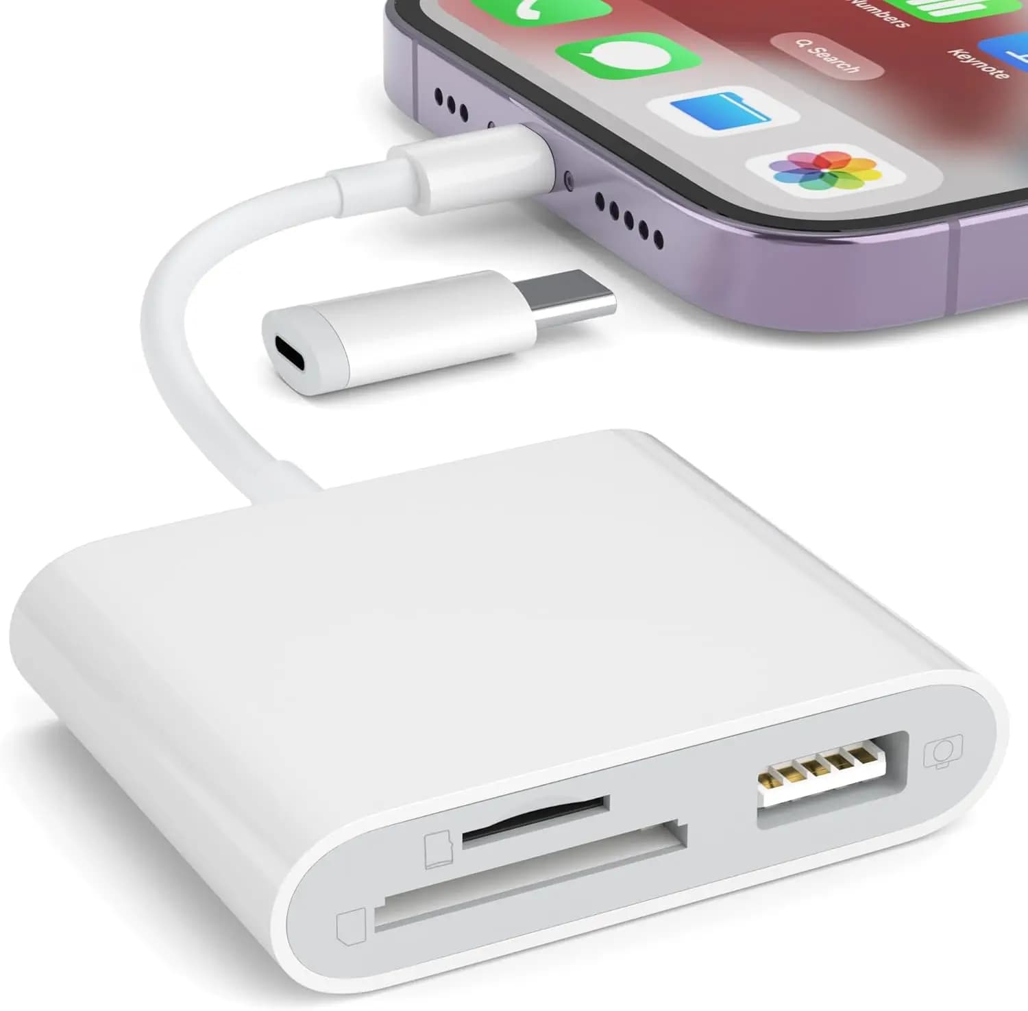 Lettore di Schede SD per iPhone, Lettore di Schede di Memoria con Adattatore USB per Fotocamera, Plug and Play per Fotocamera da Caccia