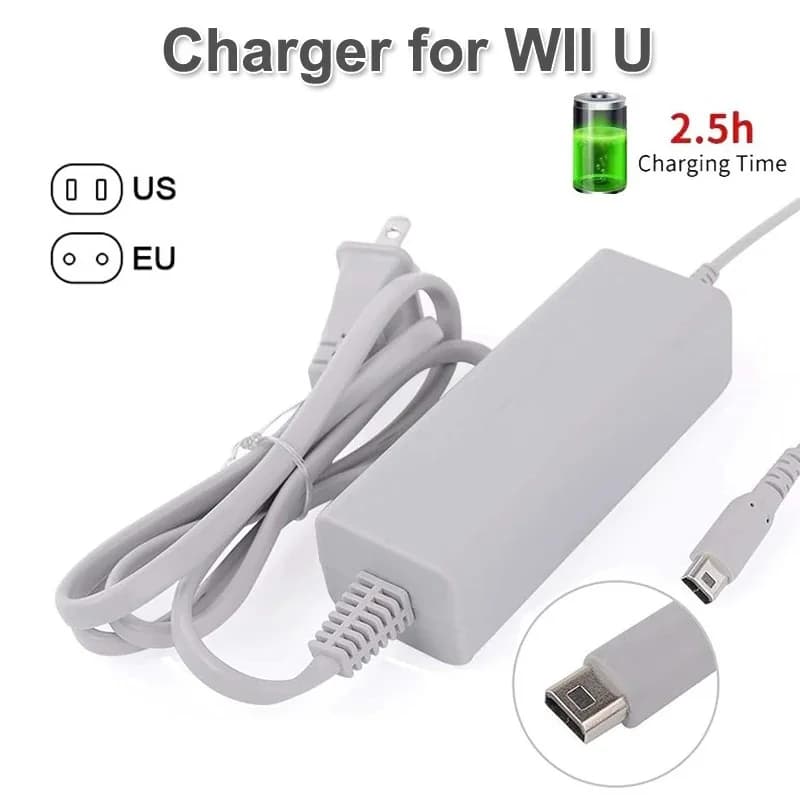 Caricabatterie per Wii U Gamepad Controller Adattatore CA Spina USA/UE Adattatore di ricarica 100-240 V compatibile con Nintendo Joystick remoto