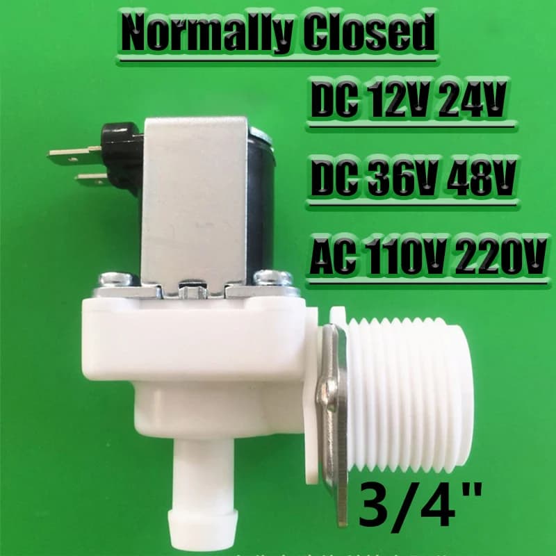 Elettrovalvola verticale ingresso acqua maschio da 3/4" normalmente chiusa 12 Voltios DC 12V 24V 36V 48V AC 110V 220V per macchina per il ghiaccio