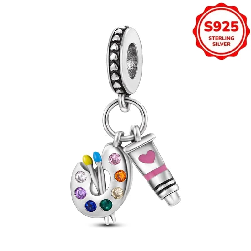 925 Silver Pendants and Beads with Pattern Color Palettes, for Original Women's Bracelets, DIY Jewelry, Pendants and Gifts