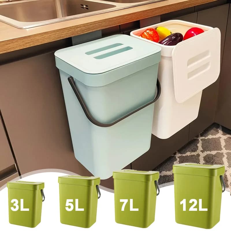 Piccolo pattumiera salvaspazio appesa montabile silenzioso coperchio chiuso contenitore sigillato 3L 5L 7L 12L per cucina bagno auto soggiorno