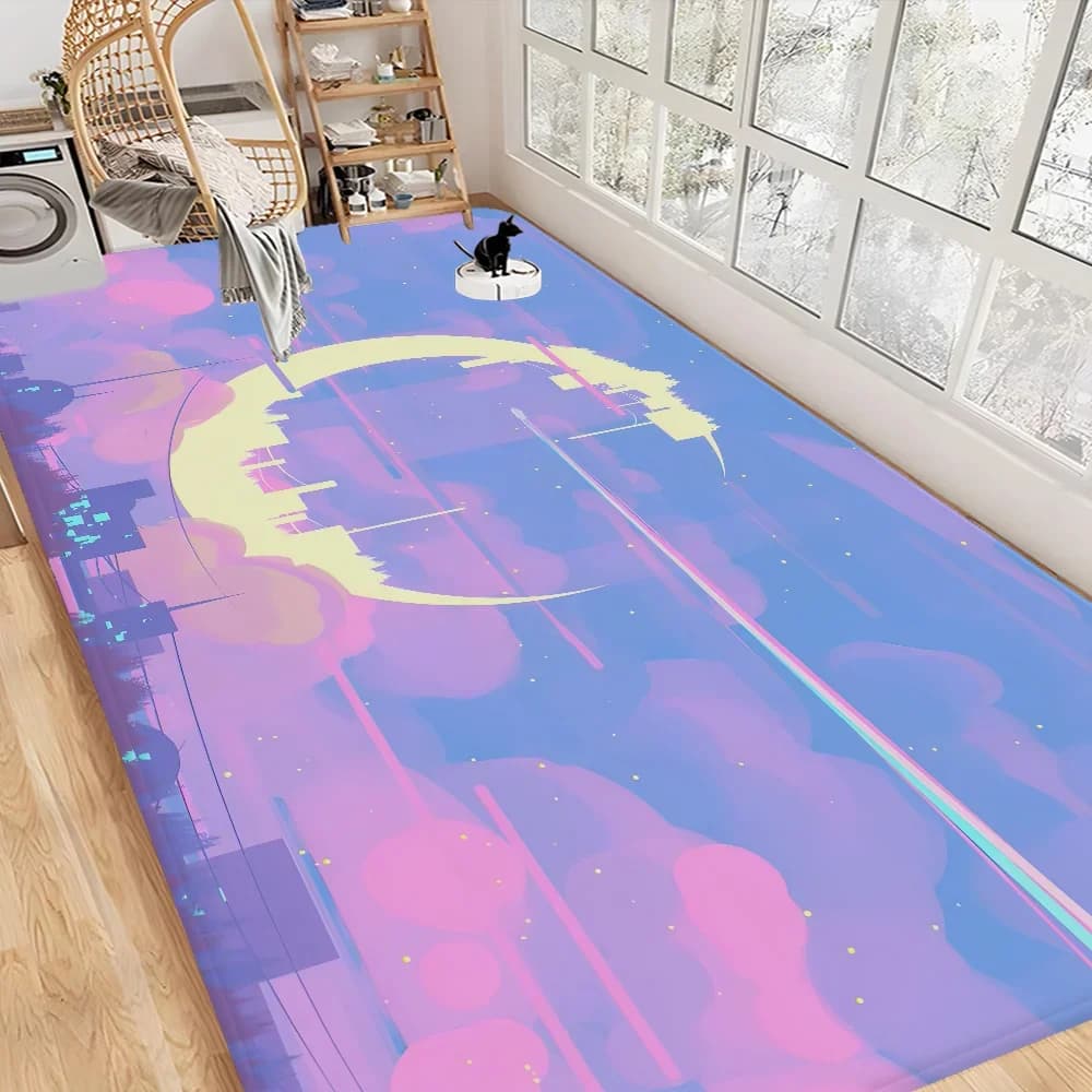 Tappetino da bagno rosa pastello Anime Moon stile INS morbido pavimento camera da letto casa lavanderia zerbino antiscivolo zerbino di benvenuto
