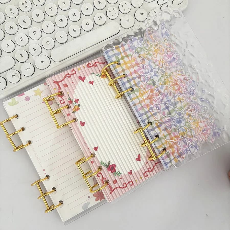 A6 Water RippleThick line Raccoglitore a fogli mobili in acrilico Copertina Fai da te Libro dei conti Diario Planner Forniture di cancelleria per ufficio