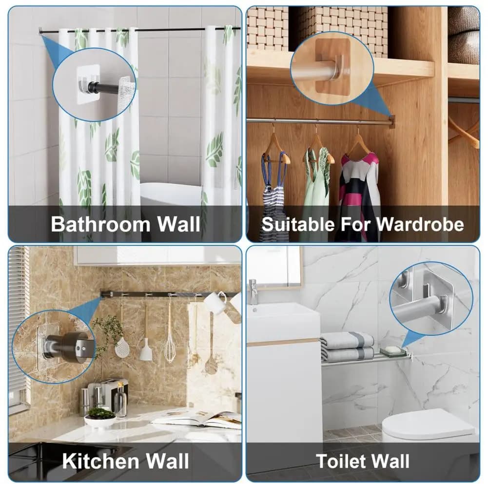 12/24 pieces support for shower rod with strong adhesive for wall organizer rod bracket for waterproof shower curtain