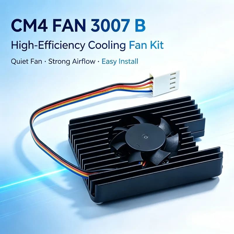 Waveshare Dedicated All-in-One 3007 Cooling Fan Raspberry Pi Compute Module 4 Low-profile PWM Speed Adjustment