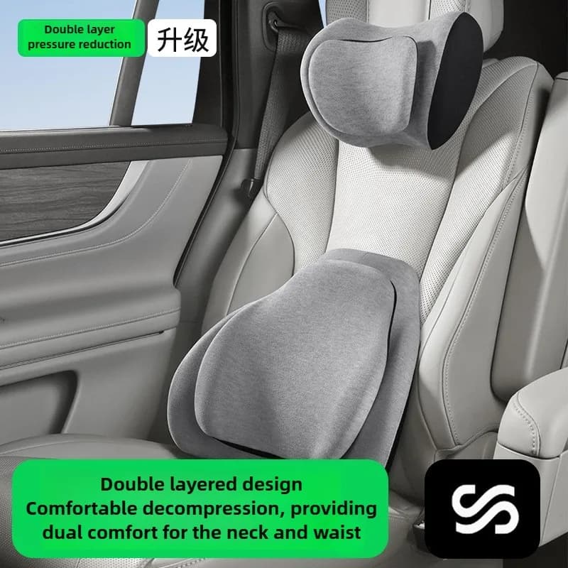 Cuscino per il collo dell'auto dal design a doppio strato Supporto per la vita dell'auto Memory Foam Poggiatesta per auto e supporto lombare Accessori per il sedile Cuscino per il collo