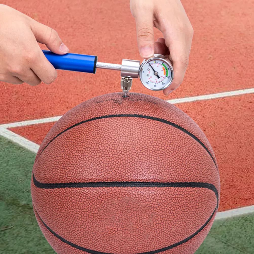 Pompa a Sfera in Lega di Alluminio con Manometro per Palloni Sportivi, Biciclette, Basket, Calcio, Pallavolo, Rugby, Palloncini