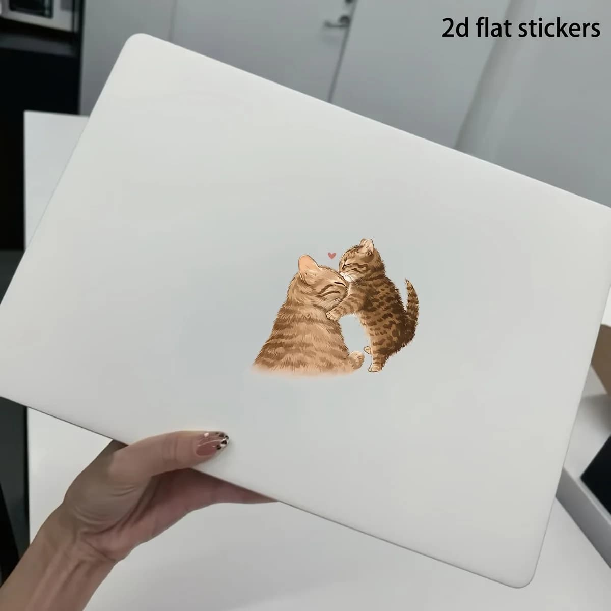 Adesivo in vinile impermeabile con gatti che si abbracciano, decorazione per auto, laptop, borraccia, fai da te quotidiano