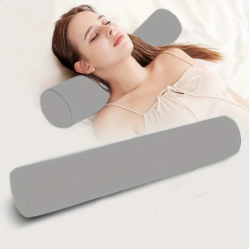 1 cuscino ergonomico di supporto lombare cervicale grigio con copertura rimovibile per il sonno e il lavoro, forniture domestiche