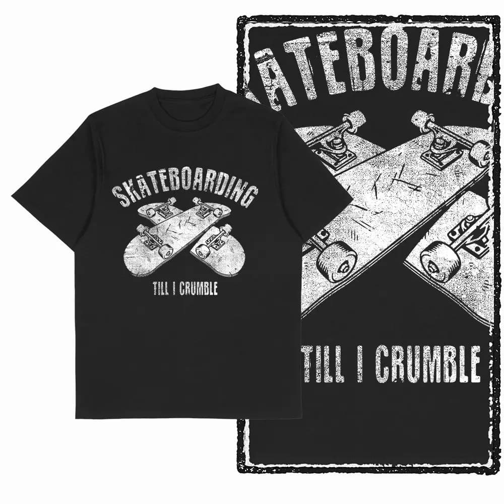 Men Vintage Distressed Skateboard Graphic T Shirt Retro 90s Skate Boards Print Unisex Cotton Streetwear Short Sleeve Casual Tee