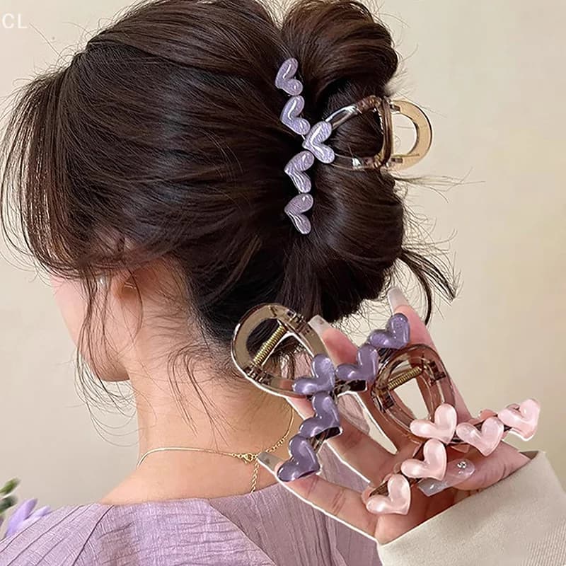 Accessori per copricapo per ragazze, fermagli per capelli con cuore in gelatina, forcine acriliche alla moda per il lavaggio del viso