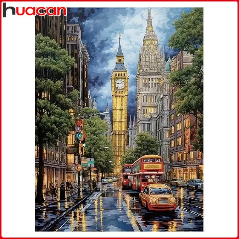 HUACAN 5D Diamond Painting London City Street Scenery Cross Stitch Embroidery Kit New Arrival Wall Decor