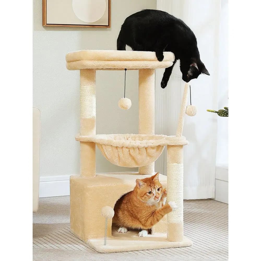 33 Cactus Cat Tree, Torre per gatti da interno con ampio appartamento per gatti, Tiragraffi per gatti con amaca profonda e parte superiore accogliente