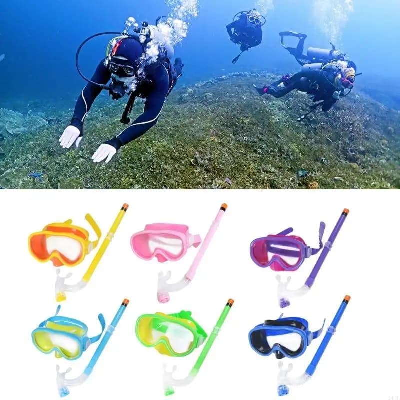 Children Unisex Swimming Goggle Anti-Fog Diving Masks Dry Top Snorkels Combo Set