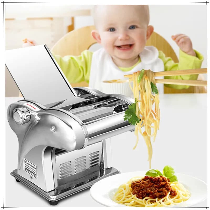 Macchina per noodle elettrica a 2 lame Macchina per pasta elettrica automatica domestica piccola in acciaio inossidabile