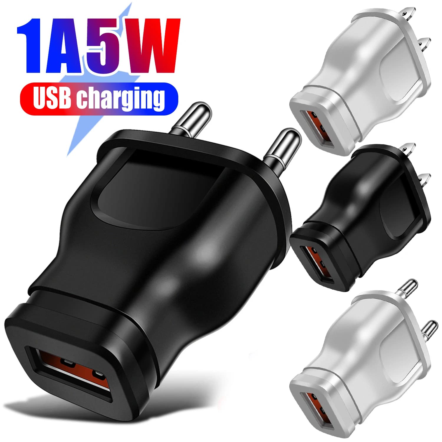 Caricabatterie per telefono USB da parete 1A 5W Spina UE/USA per IPhone Samsung Xiaomi Google Adattatore di alimentazione a ricarica rapida da viaggio universale