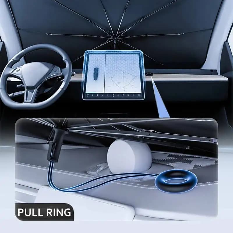 Parasole retrattile con anello di trazione per parabrezza anteriore per parabrezza protezione dai raggi UV protezione estiva pieghevole accessori per auto