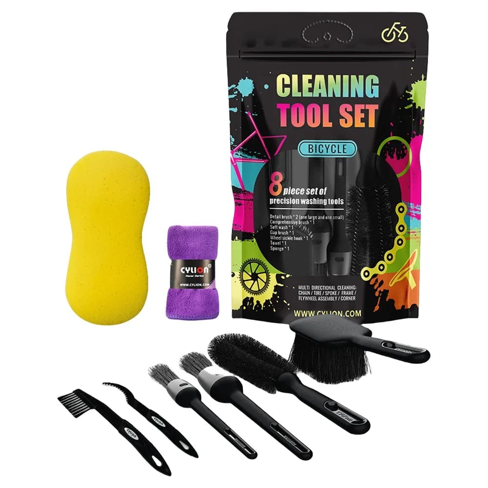 Set di strumenti per la pulizia della bici da 8 pezzi Kit di spazzole per la pulizia della bici Kit di pulizia della bici per Mountain Road City BMX e bici pieghevole