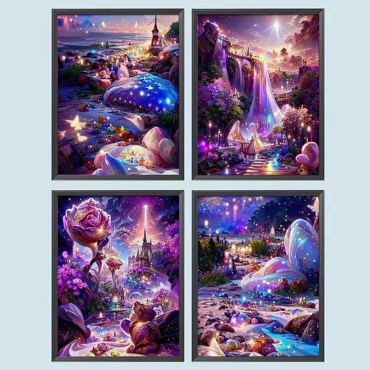 Enchanted Fantasy Forest Diamond Painting, Magical Mushroom, Waterfall and Rose Handmade Exquisite Creative Gift Home Decorati