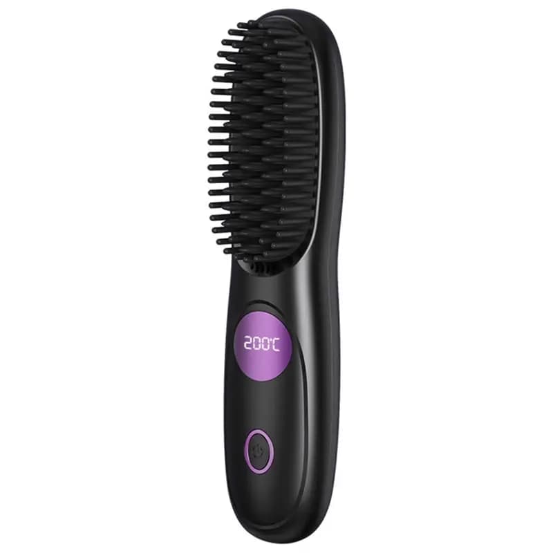 ,PASSIONE,Swireless hair brush, portable mini smoothing brush with 3 temperature LED display, travel brush