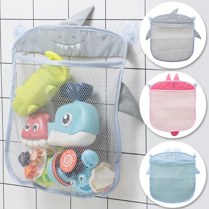 QWZ New Carton Animated Duck Baby Bathtub Network Suction Cup Design For Children's Bathtub Toys Animal Shapes Sand Toys Storage Network Bag