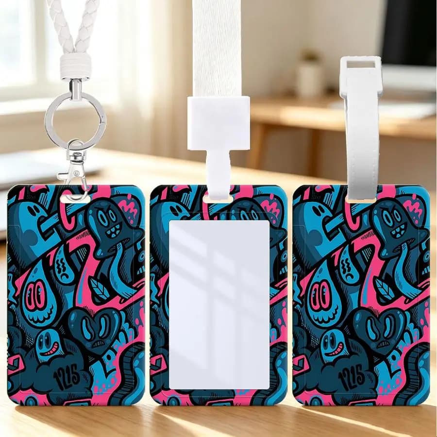 card holder 1pc Multi functional Student Bus ID Card Nurse Badge Card Protective Cover Luggage tag cable tie Lanyard Cartoons