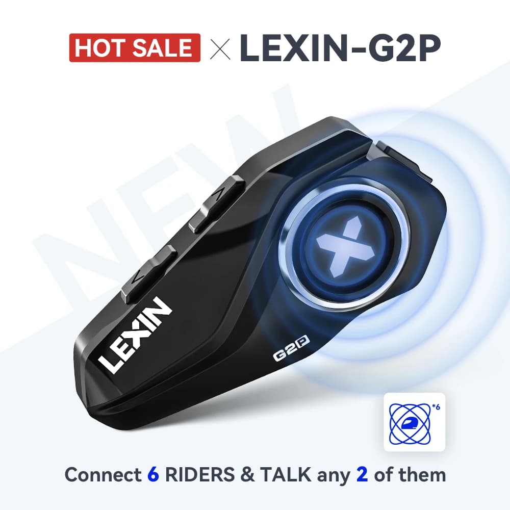 Cuffie Bluetooth per casco interfono moto Lexin G2P, comunicatore vivavoce fino a 6 ciclisti interfono con radio FM