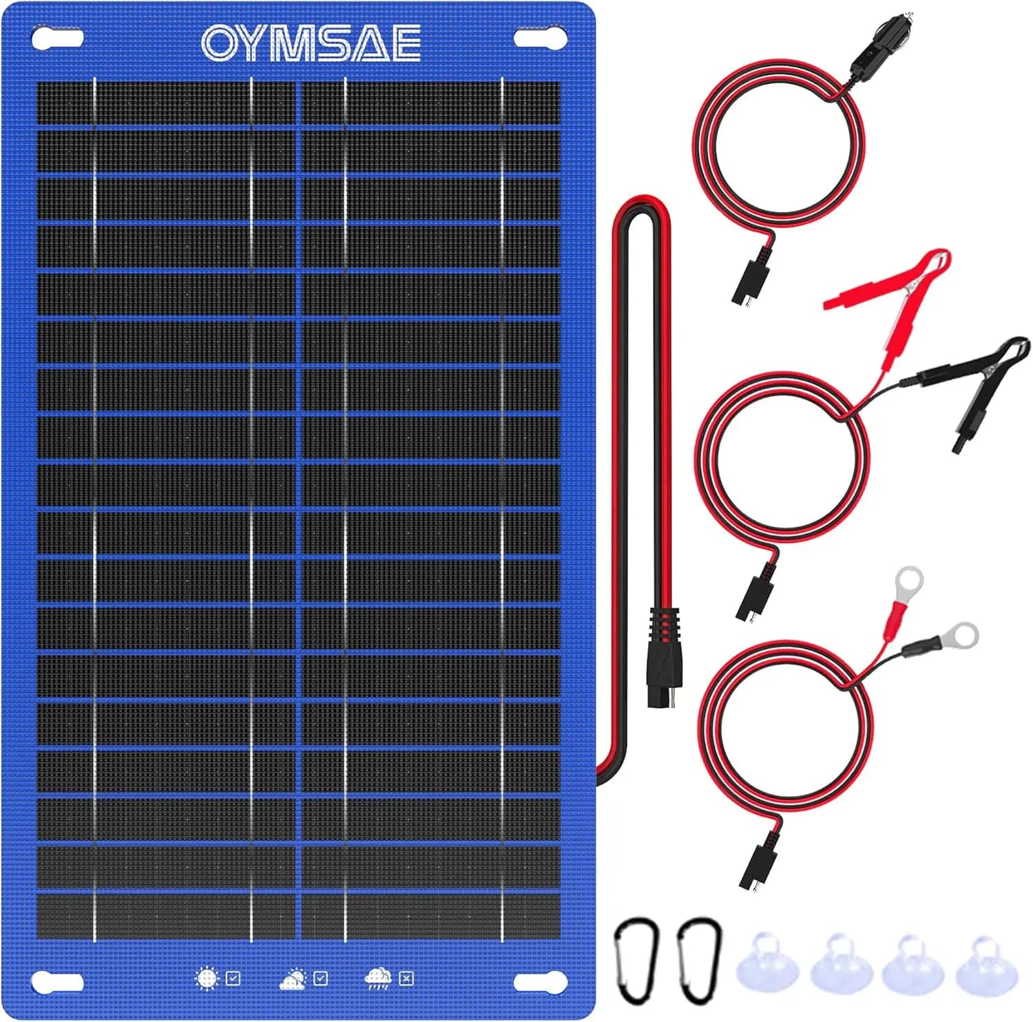 Caricabatterie Solare Portatile 12W per Auto, Mantenitore di Carica 12V Impermeabile per Auto, Barca, Camper