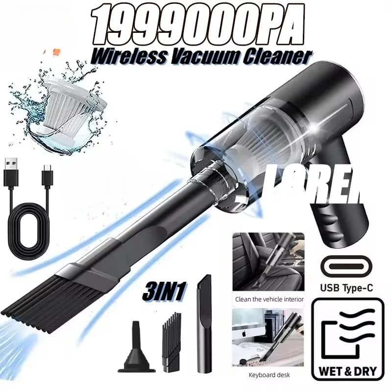199000 Pa Aspirapolvere per auto Aspirapolvere wireless portatile Forte aspirazione Ventilatore potente portatile per la casa dell'auto Nuovo