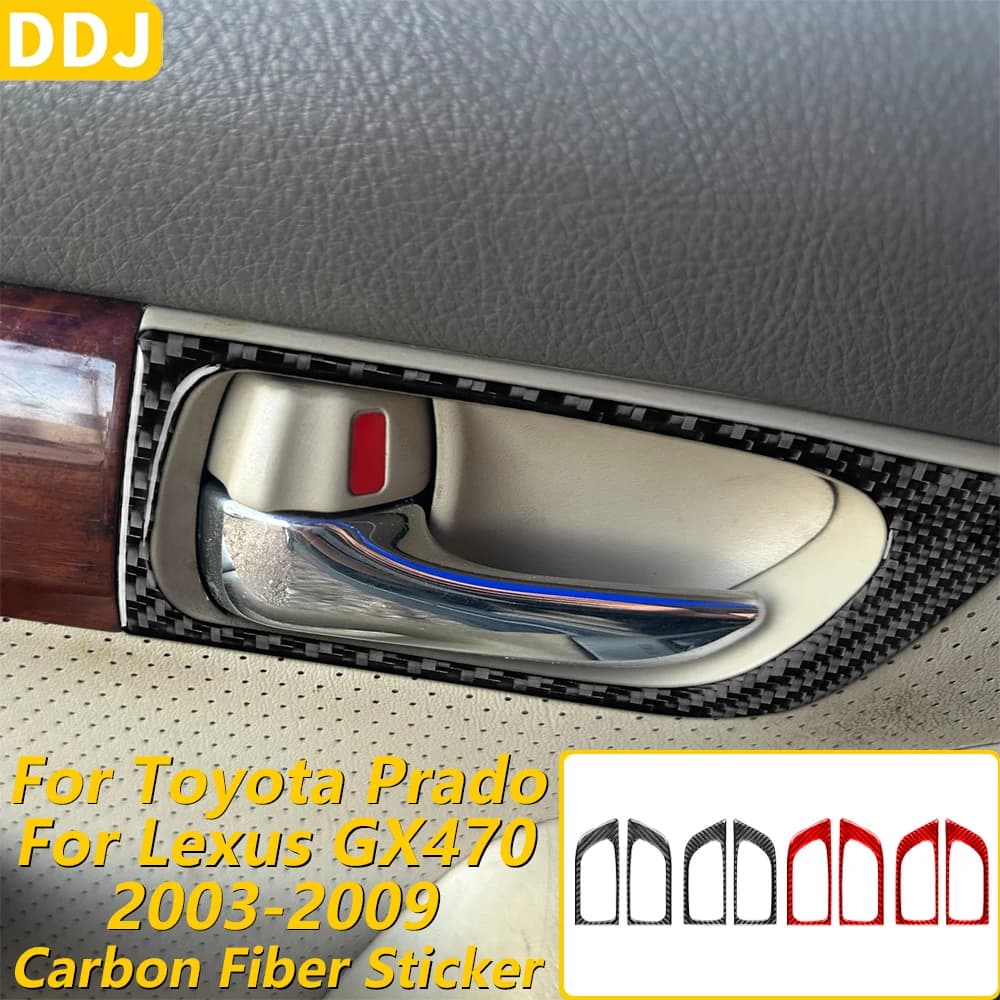 Copertura del pannello interno della maniglia della porta in fibra di carbonio morbida per Lexus GX470 per Toyota Prado 2003-2009 Accessori interni
