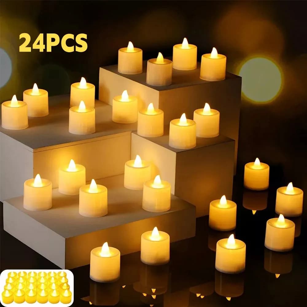 24 Piece LED Candles Battery Powered Flameless Candles, 200+ Hours False Electric LED Candles Tea Lights