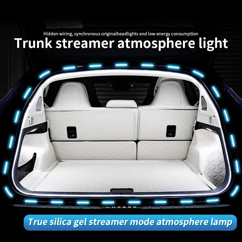 Illuminazione per bagagliaio ad alta luminosità per auto Luce ambientale 2/4M Decorazione interna Cablaggio LED Striscia luminosa per portellone posteriore con rilevamento automatico gratuito