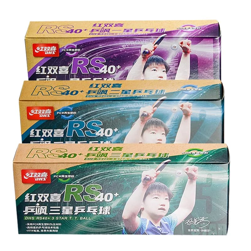 Palline da ping pong DHS RS40+ Plastica riciclata PCR Palline da ping pong approvate ITTF a 3 stelle 1/2/3 stelle WTT